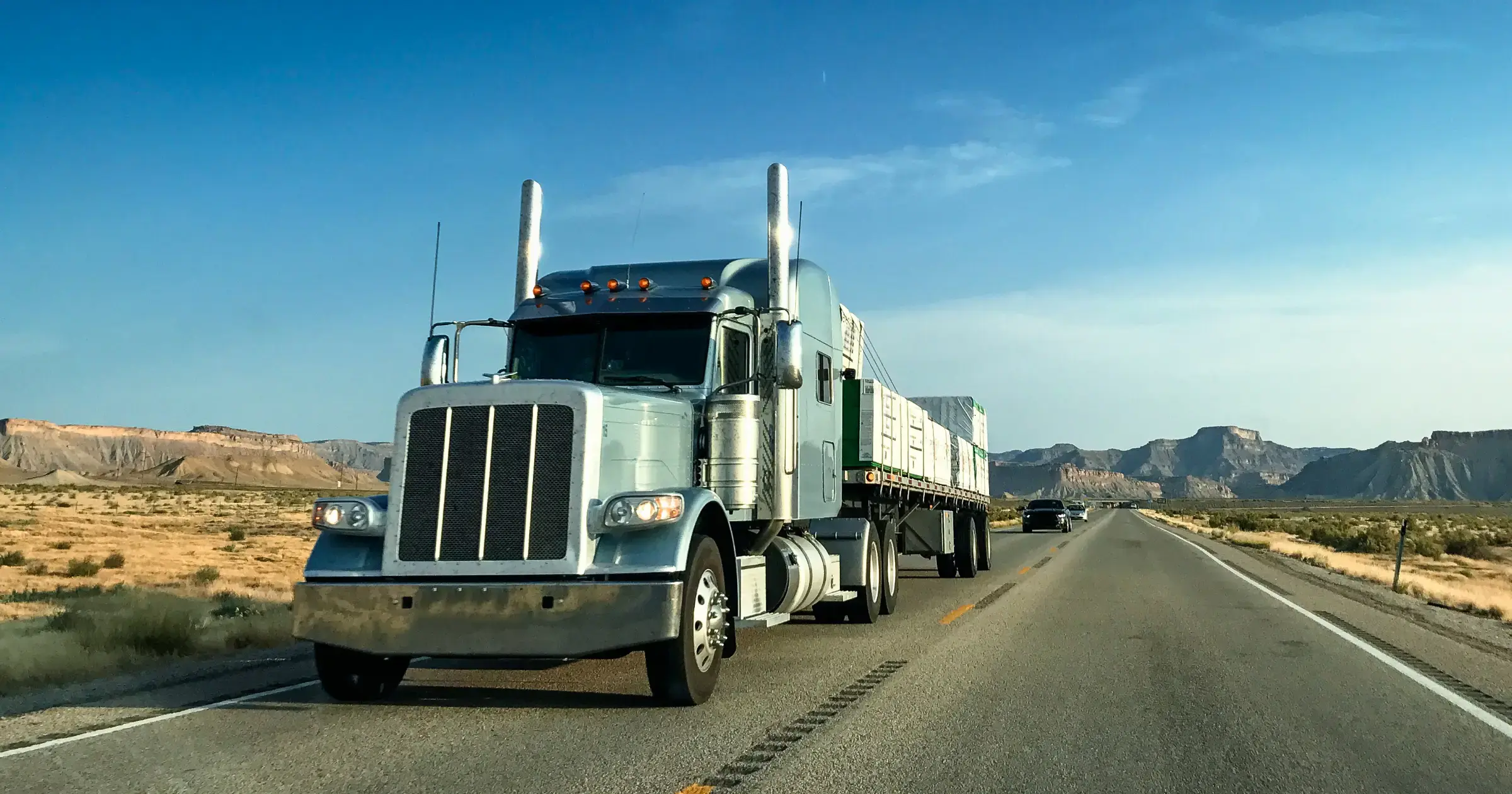 Trailer driving through a road